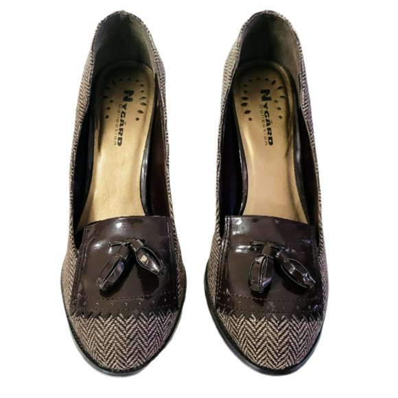 💛2/$22💛 NYGARD Wool/Tweed Loafer-style Women’s 4" Heels (Brown Textile) - EUC - Picture 3 of 8